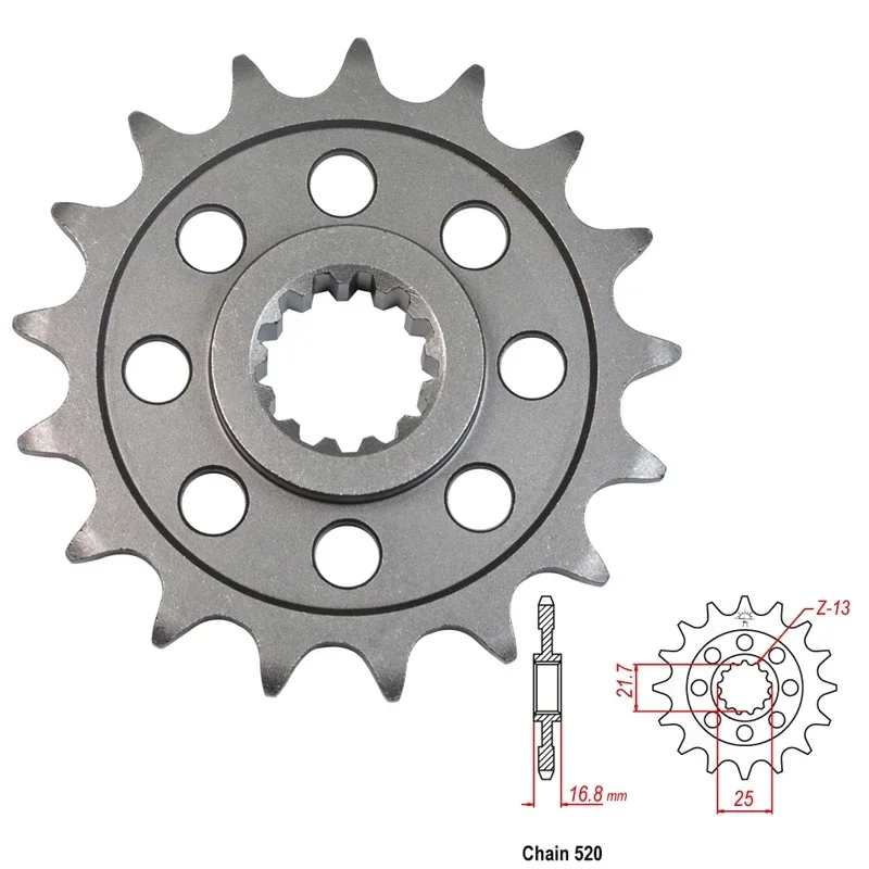 520 16T 17T Motorcycle Front Sprocket Pinion For Honda CT700 14-16 CTX700 14-18 JD USA 15-16 NC700 D Integra 12-13
520 16T 17T Motorcycle Front Sprocket Pinion For Honda CT700 14-16 CTX700 14-18 JD USA 15-16 NC700 D Integra 12-13