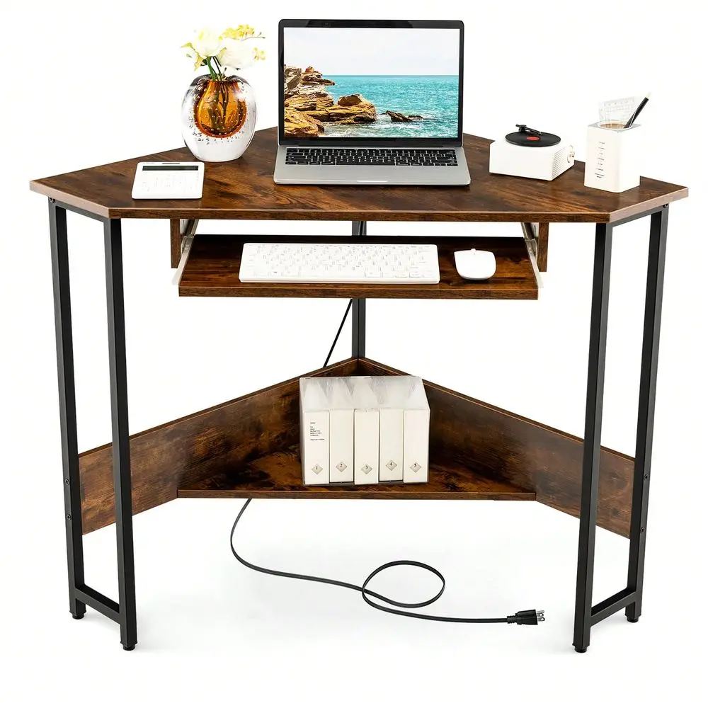 Triangle Corner Computer Desk W Charging Station Keyboard Tray Storage Shelf
Triangle Corner Computer Desk W Charging Station Keyboard Tray Storage Shelf