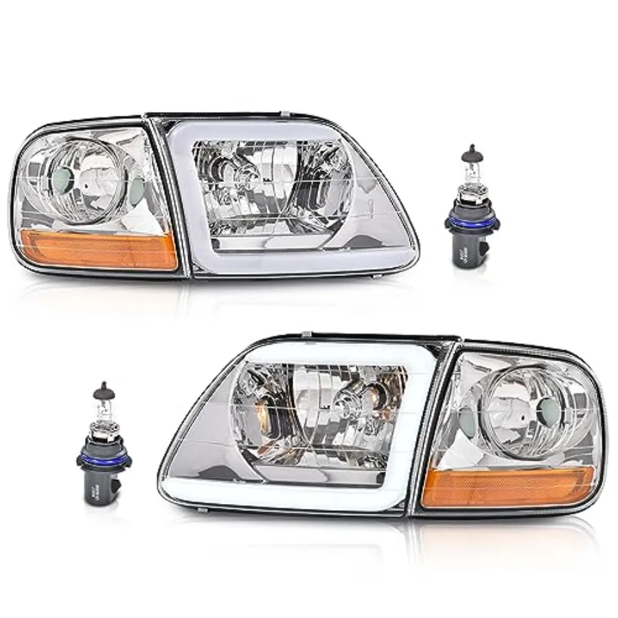 LED Tube Headlights and Corner Parking Lights for 1997-2002 Expedition 1998-2004 F150 1997-1999 F250 Clear Lens Chrome Housin
LED Tube Headlights and Corner Parking Lights for 1997-2002 Expedition 1998-2004 F150 1997-1999 F250 Clear Lens Chrome Housin