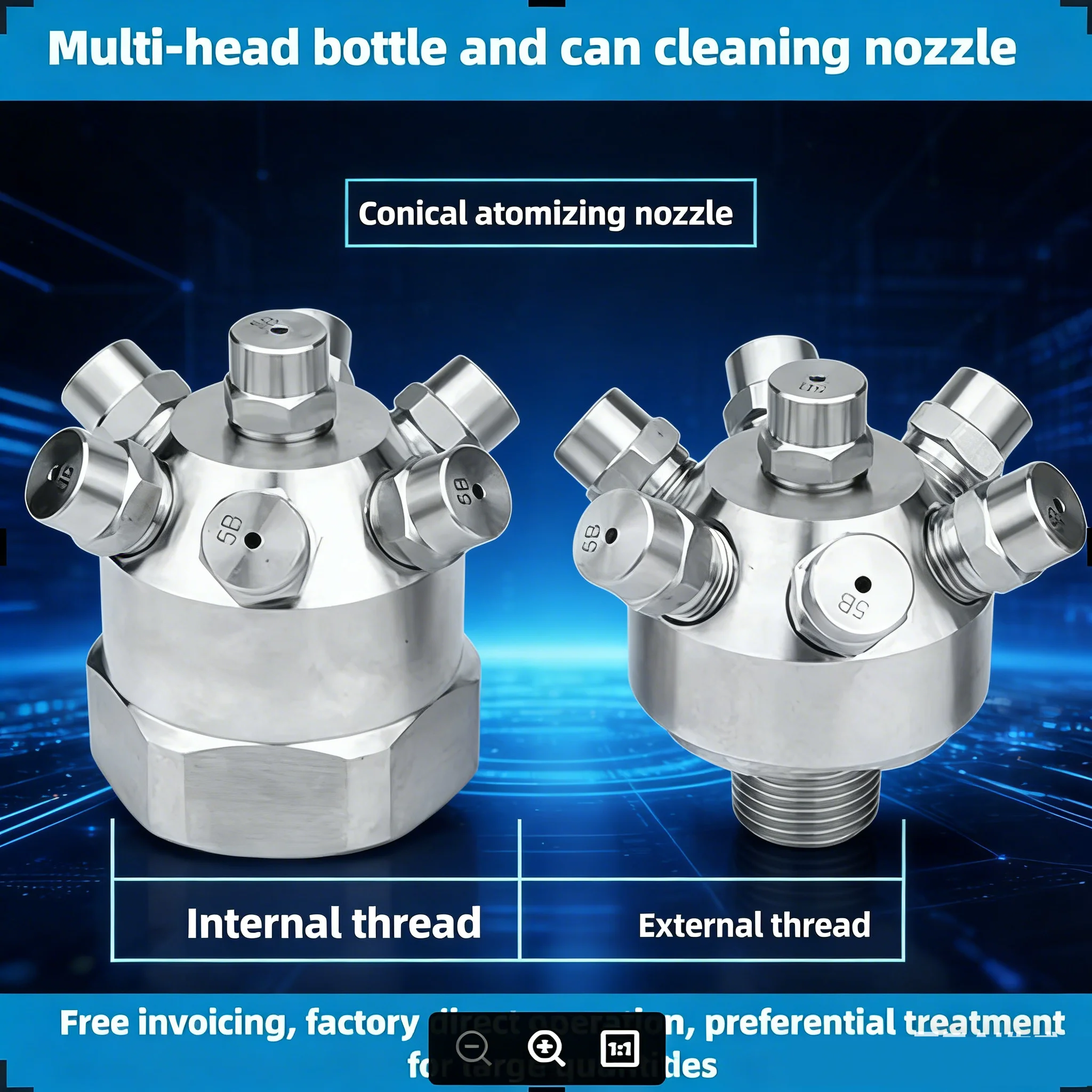 Bottle Washing Industry Cleaning Spray Nozzle Stainless Steel Solid Cone Multi Hole Nozzle High Low Pressure Atomizing Cooling
Bottle Washing Industry Cleaning Spray Nozzle Stainless Steel Solid Cone Multi Hole Nozzle High Low Pressure Atomizing Cooling