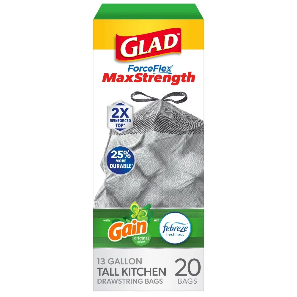 Extra Strong Tall Kitchen Drawstring Trash Bags 13 Gallon Odor Control Fresh Scent 20 Count Leak Proof Tear Resistant
Extra Strong Tall Kitchen Drawstring Trash Bags 13 Gallon Odor Control Fresh Scent 20 Count Leak Proof Tear Resistant