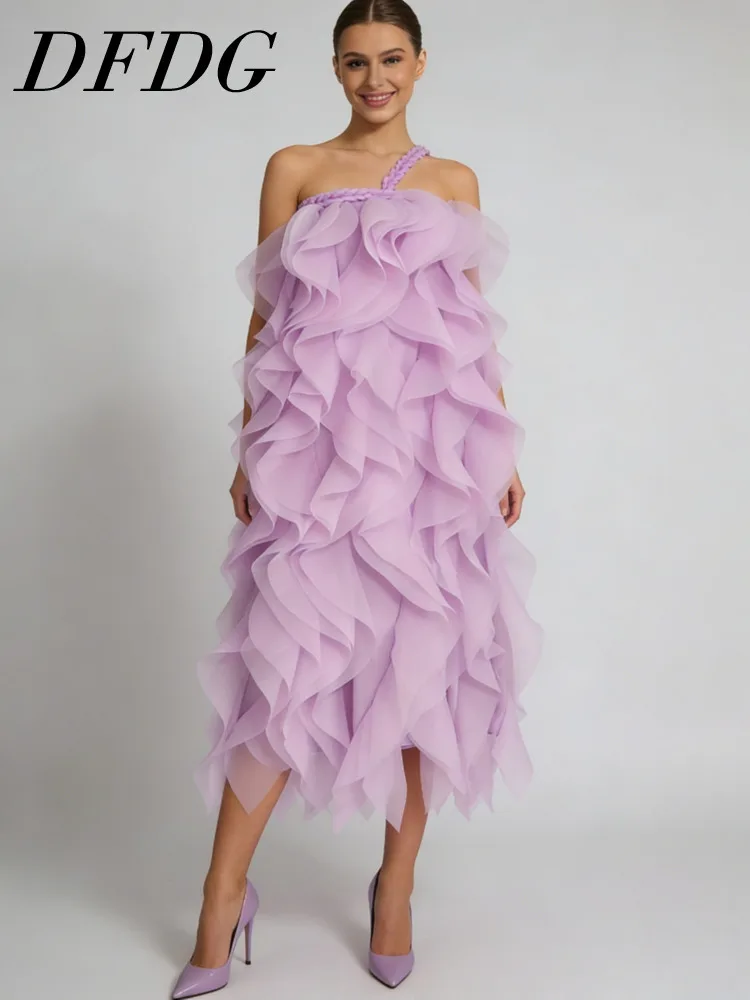 DFDG Women's Spring Summer One Shoulder Tiered Ruffle Midi Dress Chic Party Formal 2026 Trendy Feminine Fashion Outfit Dress
DFDG Women's Spring Summer One Shoulder Tiered Ruffle Midi Dress Chic Party Formal 2026 Trendy Feminine Fashion Outfit Dress