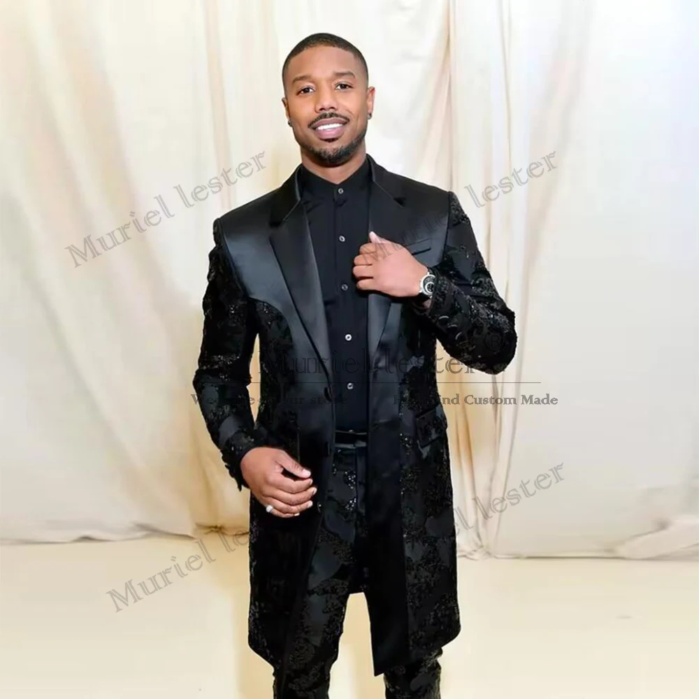 Glitter Sequins Lace Suits Men Formal Party Dresses Customized Single Breasted Blazer Long Groom Banquet Wedding Tuxedo Luxury
Glitter Sequins Lace Suits Men Formal Party Dresses Customized Single Breasted Blazer Long Groom Banquet Wedding Tuxedo Luxury