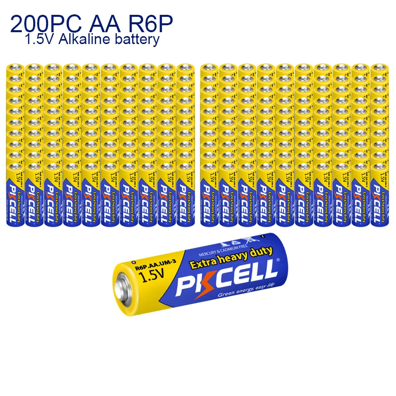 200Pcs/lot PKCELL 1.5V AA Battery Super Heavy Duty 1.5Volt R6P UM3 AA Carbon Dry Battery 2A Batteries for Oximeter Alarm clock
200Pcs/lot PKCELL 1.5V AA Battery Super Heavy Duty 1.5Volt R6P UM3 AA Carbon Dry Battery 2A Batteries for Oximeter Alarm clock