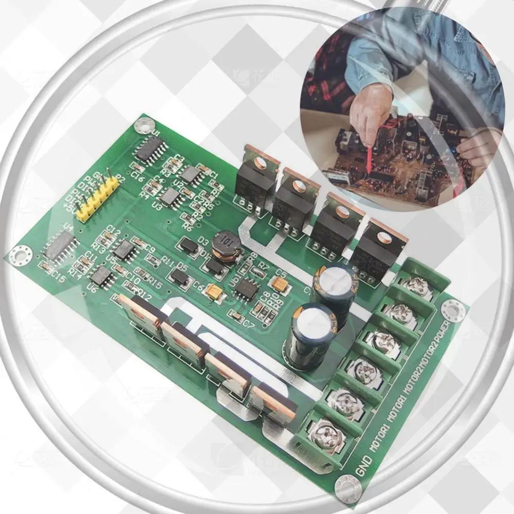 Модуль драйвера двухмоторного привода 10А, пиковый ток 30А, H-образный мост, MOSFET, плата драйвера двигателя постоянного тока IRF3205 с функцией торможения
Модуль драйвера двухмоторного привода 10А, пиковый ток 30А, H-образный мост, MOSFET, плата драйвера двигателя постоянного тока IRF3205 с функцией торможения