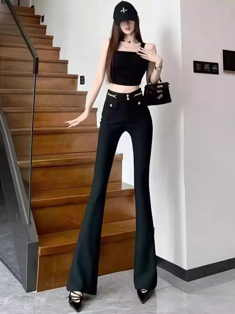 Женские осенне-зимние новые утягивающие повседневные брюки с высокой талией, расклешенные брюки с эластичной резинкой на бедрах, универсальные брюки
Женские осенне-зимние новые утягивающие повседневные брюки с высокой талией, расклешенные брюки с эластичной резинкой на бедрах, универсальные брюки