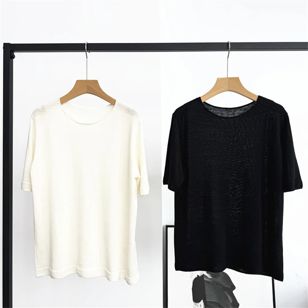 Summer Pullover Round Neck Short Sleeve Simple Loose Thin Knit T-Shirt Top For Women
Summer Pullover Round Neck Short Sleeve Simple Loose Thin Knit T-Shirt Top For Women