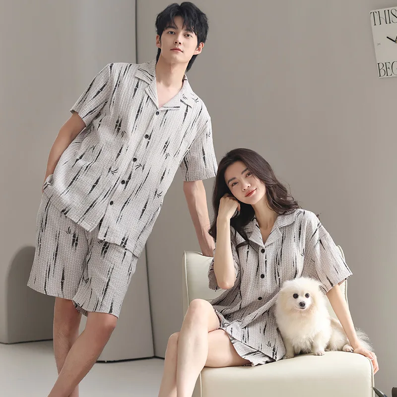 Korean Fashion Cotton Pajamas Set for Lovers Women and Men Matching Loungewear Summer Short Sleeves Sleeping Top Shorts Couples
Korean Fashion Cotton Pajamas Set for Lovers Women and Men Matching Loungewear Summer Short Sleeves Sleeping Top Shorts Couples