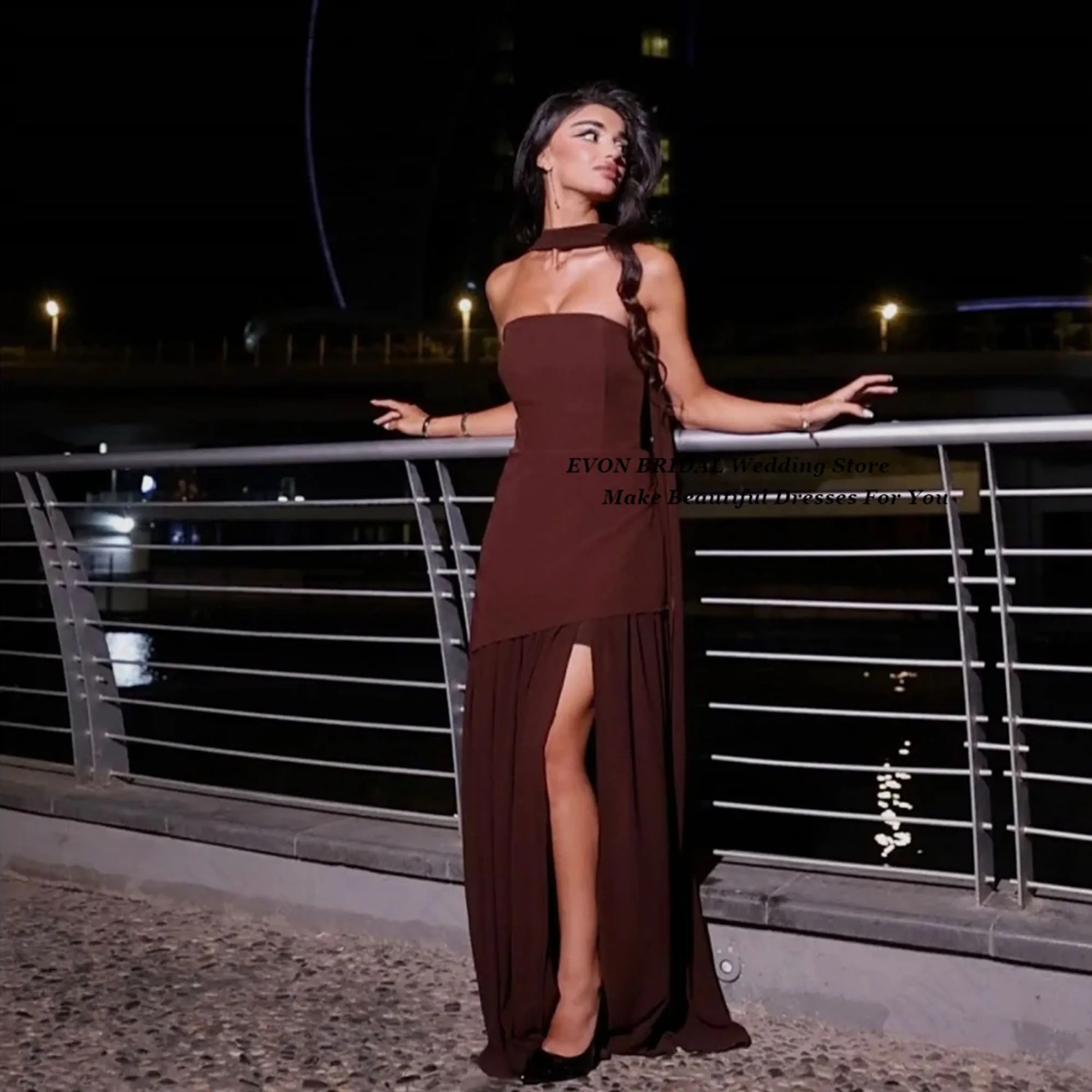 Pleat Shawl Long Wedding Guest Dress Customized Floor Length Slit Evening Dress Classic A-Line فساتين سهرة EVON BRIDAL
Pleat Shawl Long Wedding Guest Dress Customized Floor Length Slit Evening Dress Classic A-Line فساتين سهرة EVON BRIDAL