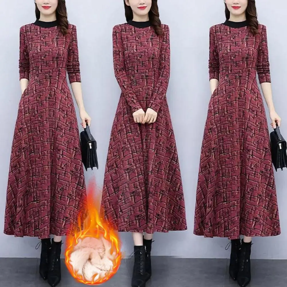 Fall Winter Long Dress Cozy Printed Maxi Dress with Pockets for Autumn Winter Long Sleeve A-line Mother Dress with Soft Warmth
Fall Winter Long Dress Cozy Printed Maxi Dress with Pockets for Autumn Winter Long Sleeve A-line Mother Dress with Soft Warmth