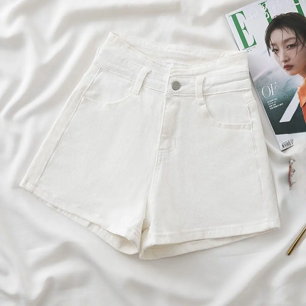 Женские эластичные джинсовые шорты с высокой талией в корейском стиле, утягивающие универсальные летние широкие джинсы трапециевидной формы для студентов 
Женские эластичные джинсовые шорты с высокой талией в корейском стиле, утягивающие универсальные летние широкие джинсы трапециевидной формы для студентов