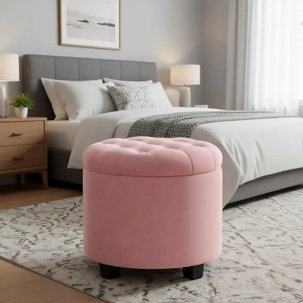 Jelly Pink Round Storage Ottoman with Velvet, 17.7 x 17.7 x 17.5, Supports 330 lbs for Living and Bedroom Use
Jelly Pink Round Storage Ottoman with Velvet, 17.7 x 17.7 x 17.5, Supports 330 lbs for Living and Bedroom Use
