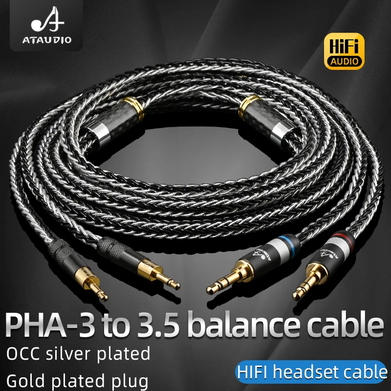 ATAUDIO HiFi Headphone Cable 16 Shares OCC Silver plated PHA-3 to Dual 3.5 Balance Cable for PHA-3 to 3.5mm
ATAUDIO HiFi Headphone Cable 16 Shares OCC Silver plated PHA-3 to Dual 3.5 Balance Cable for PHA-3 to 3.5mm
