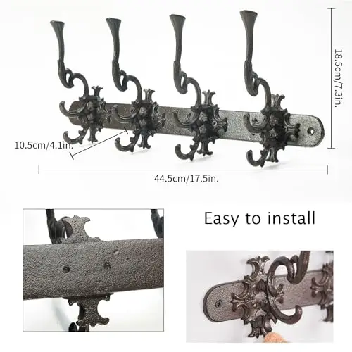 Rustic Bronze Cast Iron 4-Hook Wall Organizer – Ornate Vintage Heavy Duty Hanger For Hallway, Bathroom, Mudroom Entryway
Rustic Bronze Cast Iron 4-Hook Wall Organizer – Ornate Vintage Heavy Duty Hanger For Hallway, Bathroom, Mudroom Entryway