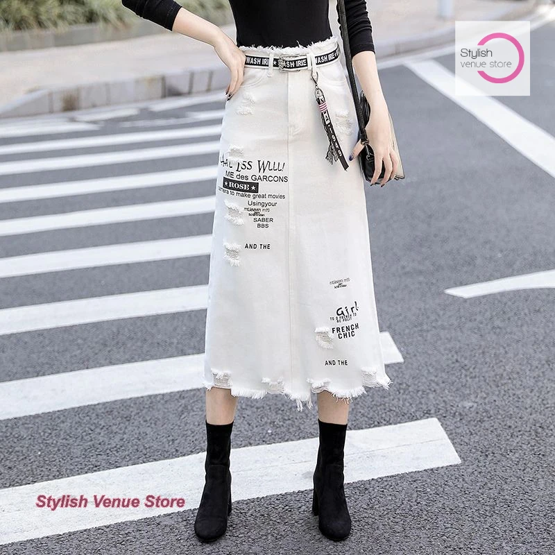 French hole white denim skirt women's summer and autumn new plus size fashion ins burr hip leisure long one-step skirt
French hole white denim skirt women's summer and autumn new plus size fashion ins burr hip leisure long one-step skirt