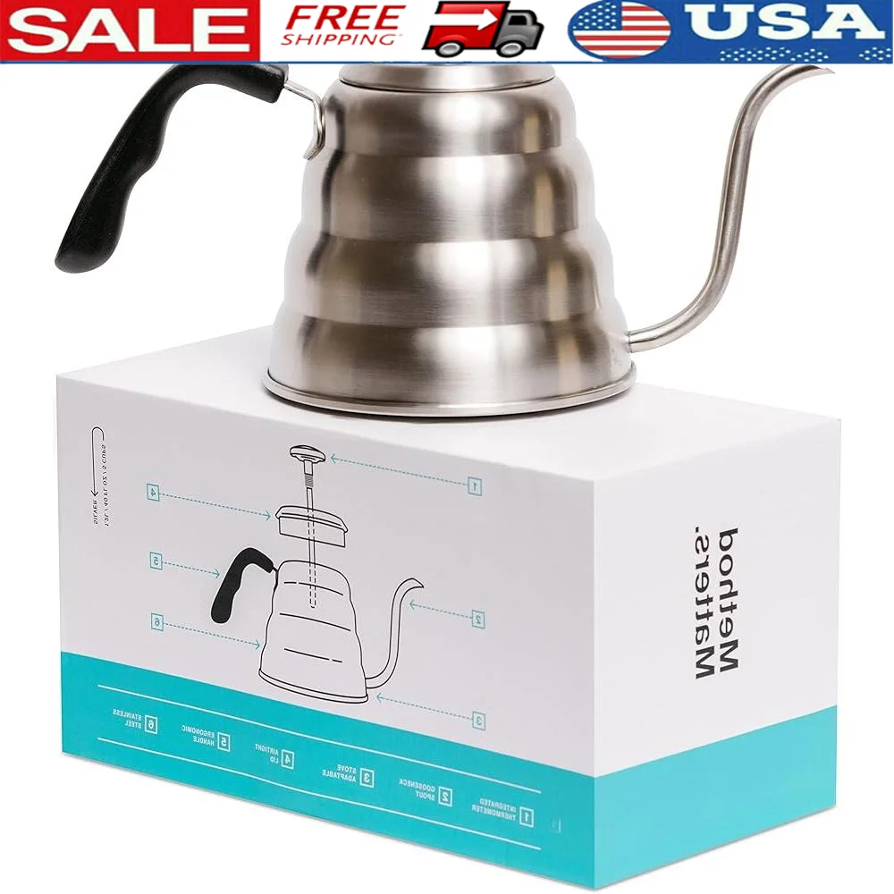 Gooseneck Kettle Pour Over Coffee Tea Thermometer Precision Drip Spout Stainless Steel Brew Perfect Temperature Control
Gooseneck Kettle Pour Over Coffee Tea Thermometer Precision Drip Spout Stainless Steel Brew Perfect Temperature Control