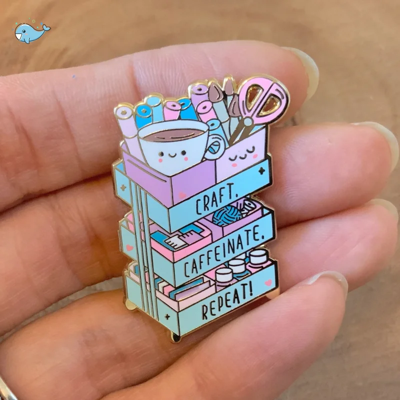 Cute Cat CRAFT CAFFEINATE REPEAT Hard Enamel Pin Pretty Craft Cart Badge Animal Brooch for Jewelry Accessory
Cute Cat CRAFT CAFFEINATE REPEAT Hard Enamel Pin Pretty Craft Cart Badge Animal Brooch for Jewelry Accessory