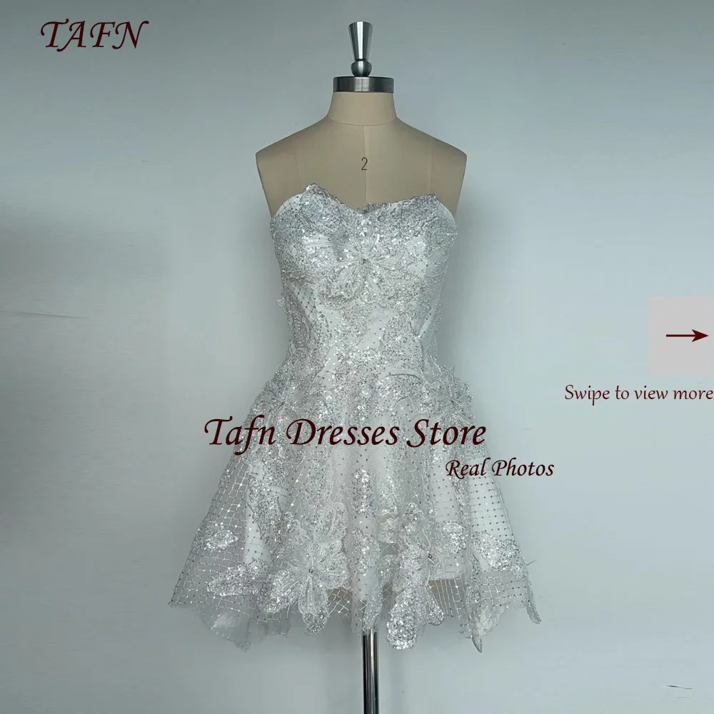 TAFN Real Photos Short Wedding Dresses Sleeveless A-line Luxury Lace Sweetheart Collar Bridal Gown vestido de novia
TAFN Real Photos Short Wedding Dresses Sleeveless A-line Luxury Lace Sweetheart Collar Bridal Gown vestido de novia
