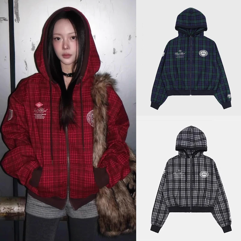 American Plaid Hoodie Women's Sporty Casual Vintage Open Cardigan Jacket Warm Long Sleeve Zipper Closure Hat Integrated
American Plaid Hoodie Women's Sporty Casual Vintage Open Cardigan Jacket Warm Long Sleeve Zipper Closure Hat Integrated