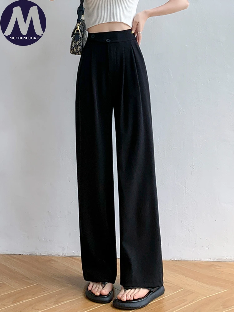 Women's High Waisted Suit Pants, Wide Leg Pants, Loose Streetwear, Monochromatic, Korean Fashion, Leisure, Summer, New, 2022 
Women's High Waisted Suit Pants, Wide Leg Pants, Loose Streetwear, Monochromatic, Korean Fashion, Leisure, Summer, New, 2022