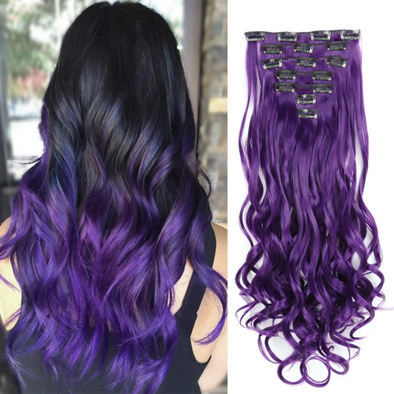 7Pcs/Set Colored Natural Wave Clip Hair Extensions for Women 20Inch Synthetic Long Wavy Thick Hairpieces Purple Pink Double Weft
7Pcs/Set Colored Natural Wave Clip Hair Extensions for Women 20Inch Synthetic Long Wavy Thick Hairpieces Purple Pink Double Weft