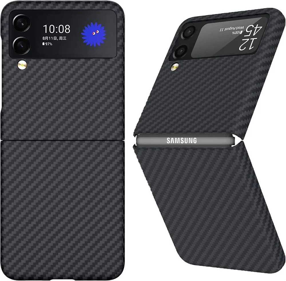 Супертонкий чехол для Galaxy Z Flip 4, защитный чехол из настоящего арамидного волокна, мягкий на ощупь прочный карбоновый чехол для Samsung
Супертонкий чехол для Galaxy Z Flip 4, защитный чехол из настоящего арамидного волокна, мягкий на ощупь прочный карбоновый чехол для Samsung