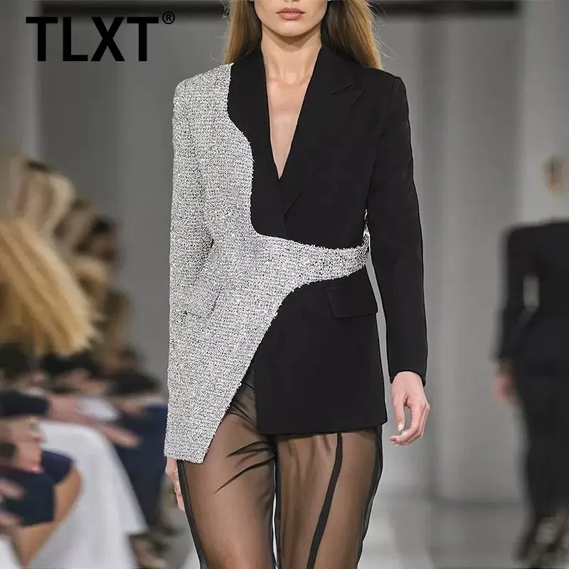 TLXT Fashionable Women's Color Contrast Splicing Long Sleeve Design With Collar Blazer Coat 2024 New Designer Jacket XK1113
TLXT Fashionable Women's Color Contrast Splicing Long Sleeve Design With Collar Blazer Coat 2024 New Designer Jacket XK1113