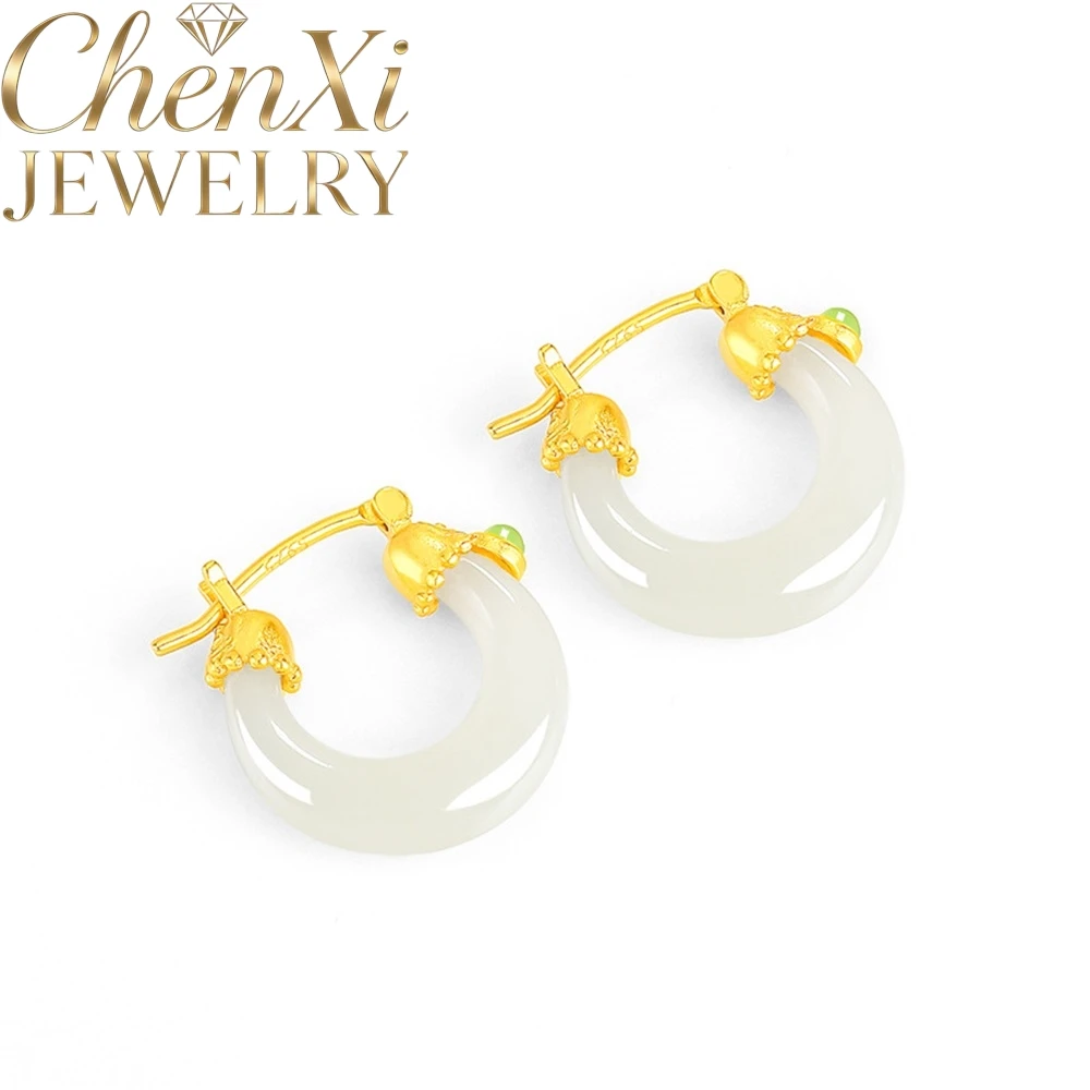 High-End Natural Hetian White Jade S925 Halfround Fashionable Women's New Style Earrings Simple Exquisite Fine Jewelry Selling
High-End Natural Hetian White Jade S925 Halfround Fashionable Women's New Style Earrings Simple Exquisite Fine Jewelry Selling