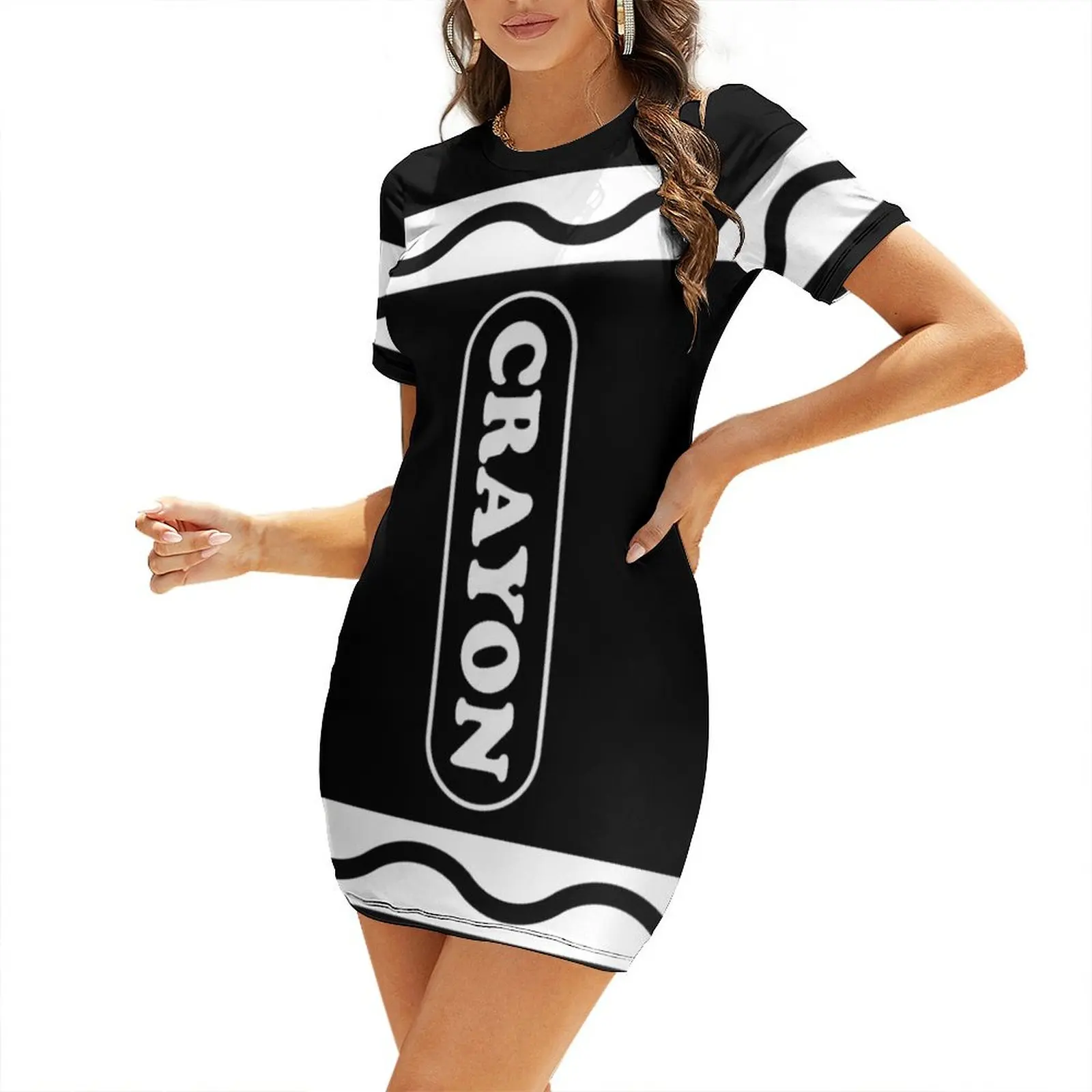 Black Crayon Costume Short Sleeved Dress cocktail dresses Women's summer dresses
Black Crayon Costume Short Sleeved Dress cocktail dresses Women's summer dresses