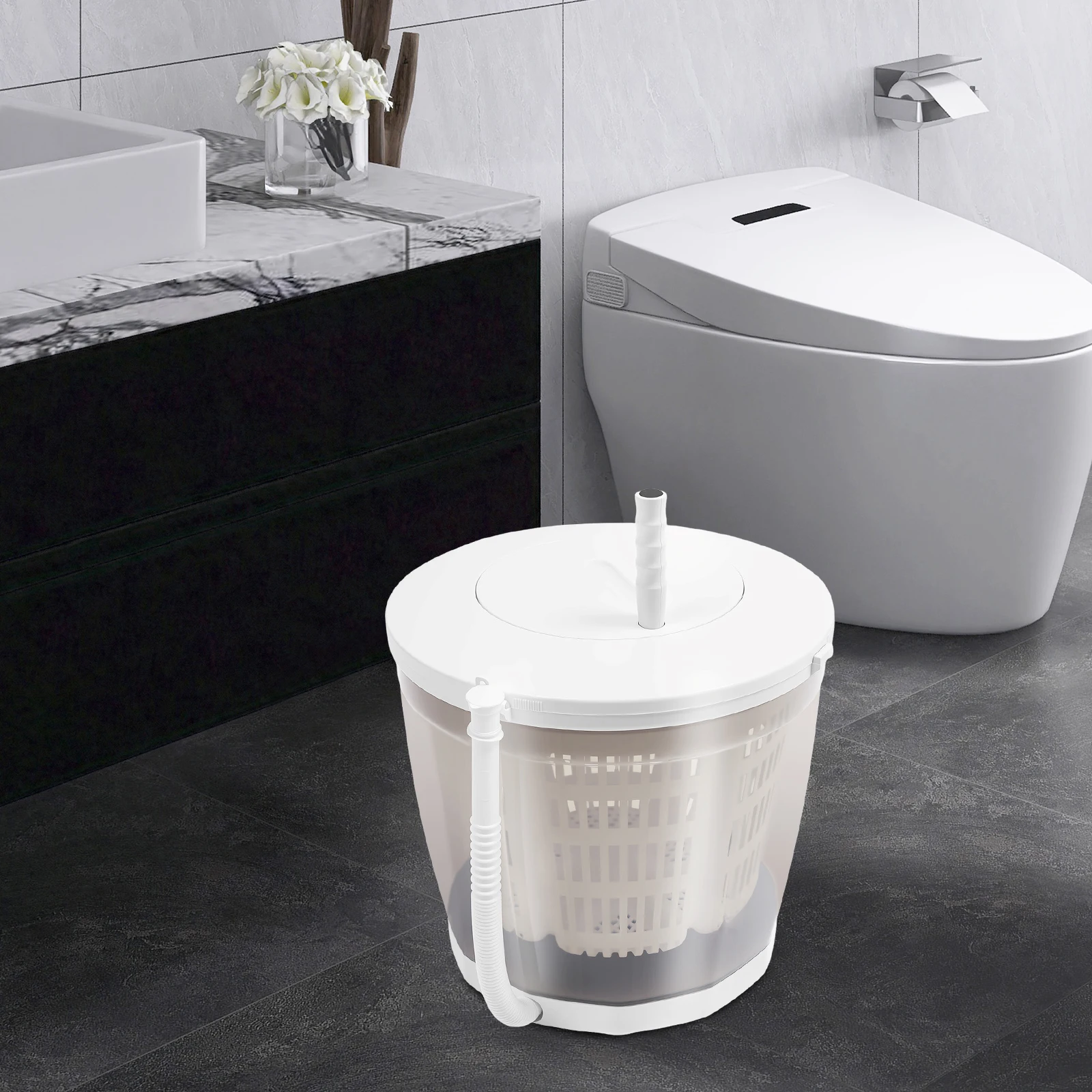 Non-electric Portable 2-in-1 Manual Washer Grey Compact Washer Spin Dryer Washing Machine for Apartments, Camping, Travel
Non-electric Portable 2-in-1 Manual Washer Grey Compact Washer Spin Dryer Washing Machine for Apartments, Camping, Travel
