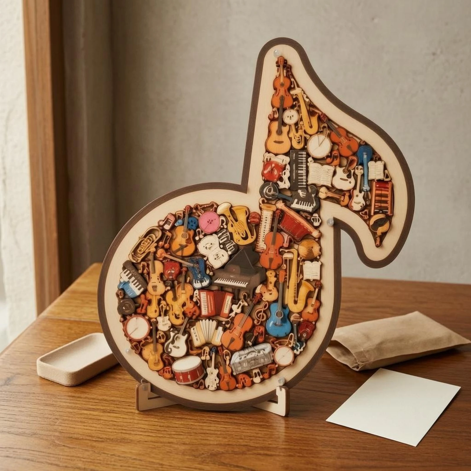 Musical Note Ornament Puzzle Dark Brown Border Music Note Puzzle Sign Tabletop Display Plaque Layered Design
Musical Note Ornament Puzzle Dark Brown Border Music Note Puzzle Sign Tabletop Display Plaque Layered Design