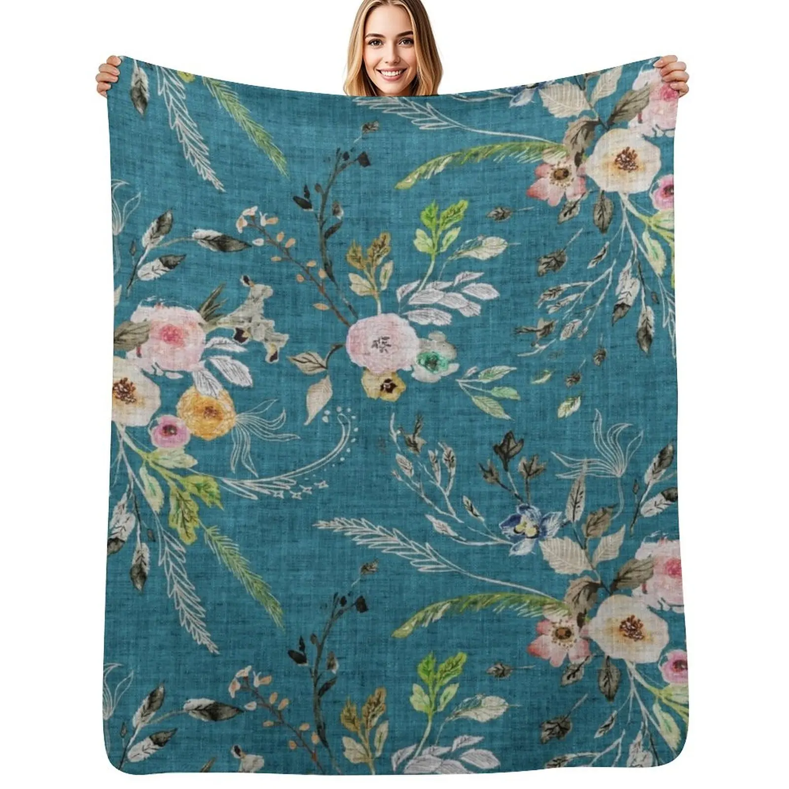 La Boheme Teal Floral Throw Blanket Color Fast Cozy Throw Blanket
La Boheme Teal Floral Throw Blanket Color Fast Cozy Throw Blanket