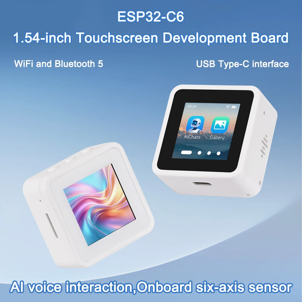 ESP32-C6 LCD 1.54 Inch Touch Display Development Board Wi-Fi 6 BLE 5 AI Chat 6-Axis Sensor Speaker Microphone For IoT Project
ESP32-C6 LCD 1.54 Inch Touch Display Development Board Wi-Fi 6 BLE 5 AI Chat 6-Axis Sensor Speaker Microphone For IoT Project