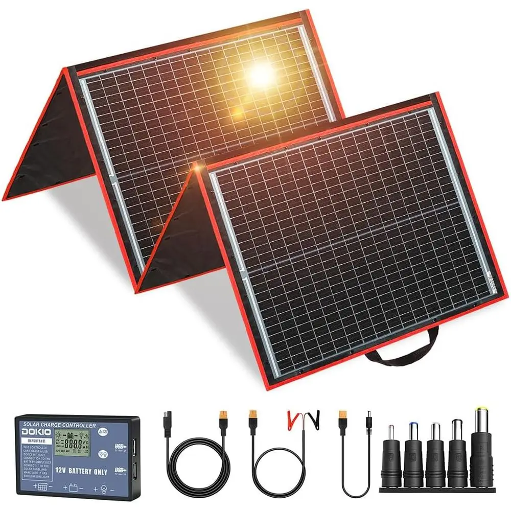150W Portable Foldable Solar Panel Kit, Compact 21x20in Design 7.3lb with Standalone Controller and USB, Monocrystalline Charger
150W Portable Foldable Solar Panel Kit, Compact 21x20in Design 7.3lb with Standalone Controller and USB, Monocrystalline Charger