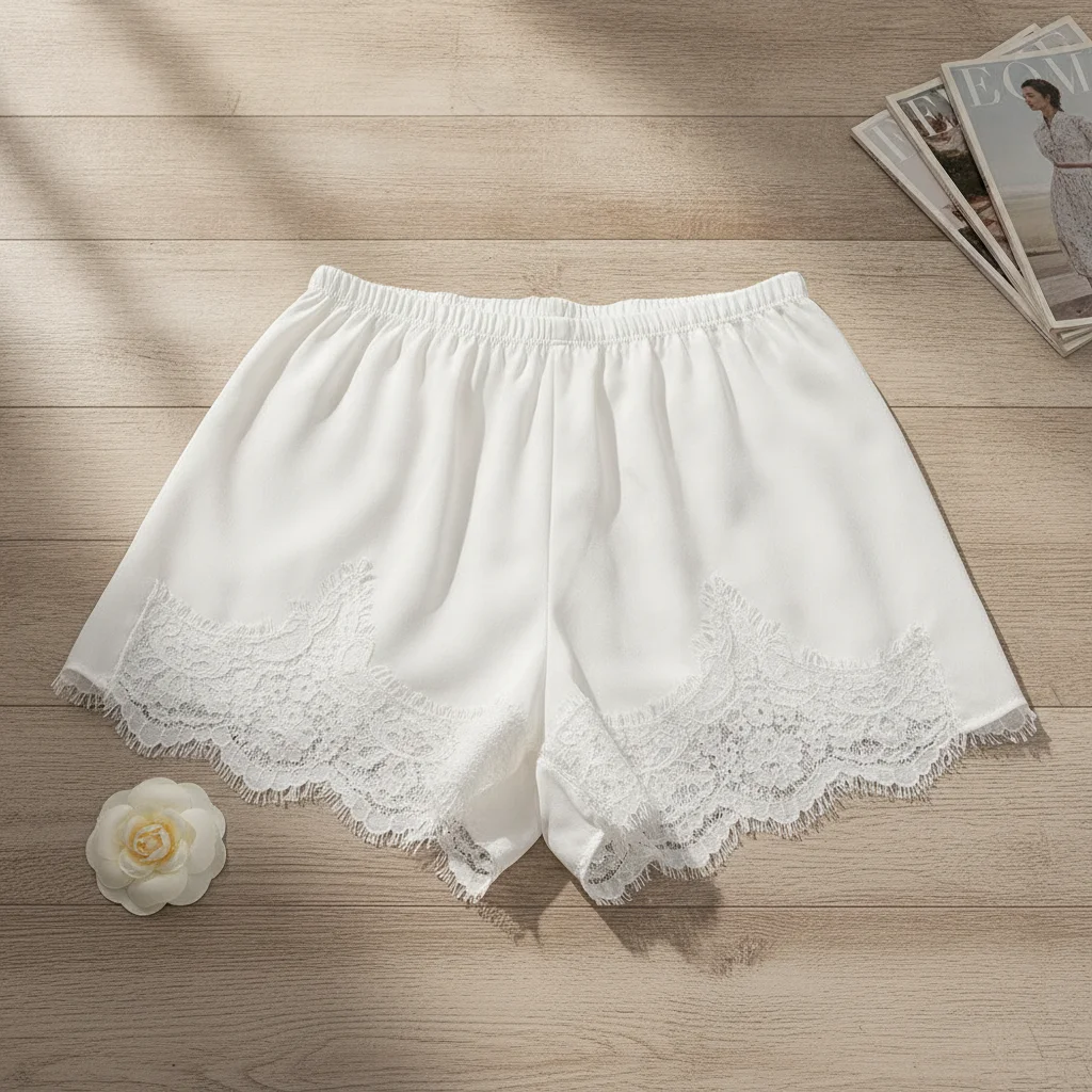 Vintage Satin Silk Lace Patchwork Shorts Lace Silky Sleep Shorts Elastic Waist Soft Women Shorts Pajamas
Vintage Satin Silk Lace Patchwork Shorts Lace Silky Sleep Shorts Elastic Waist Soft Women Shorts Pajamas