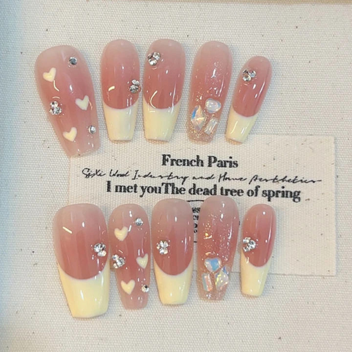 10Pcs Handmade Press on Nails Full Cover Sweet Love Blush French Ballet False Nails 3D Bow Tie Decoration Wearable Nail Tips Art
10Pcs Handmade Press on Nails Full Cover Sweet Love Blush French Ballet False Nails 3D Bow Tie Decoration Wearable Nail Tips Art