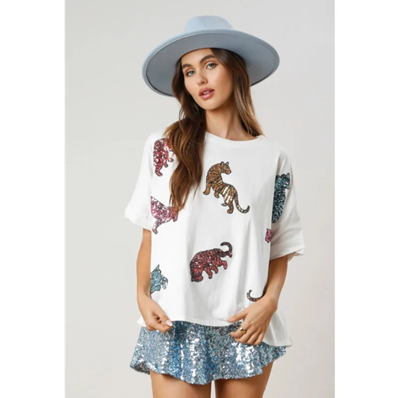 2024 Spring New Clovers Hat Lucky Letter Printing Sequin Top White Green Short Sleeve Loose T-shirt for Women Clothes
2024 Spring New Clovers Hat Lucky Letter Printing Sequin Top White Green Short Sleeve Loose T-shirt for Women Clothes