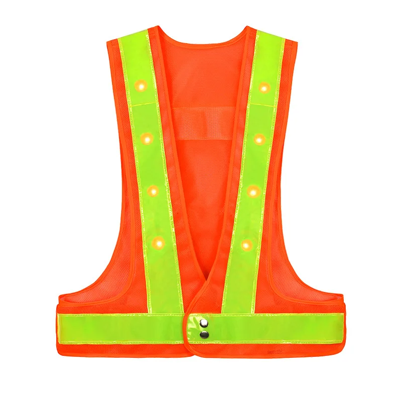 Orange Fabric Breathable LED Reflective Safety Vest Cycling Safety Clothing
Orange Fabric Breathable LED Reflective Safety Vest Cycling Safety Clothing
