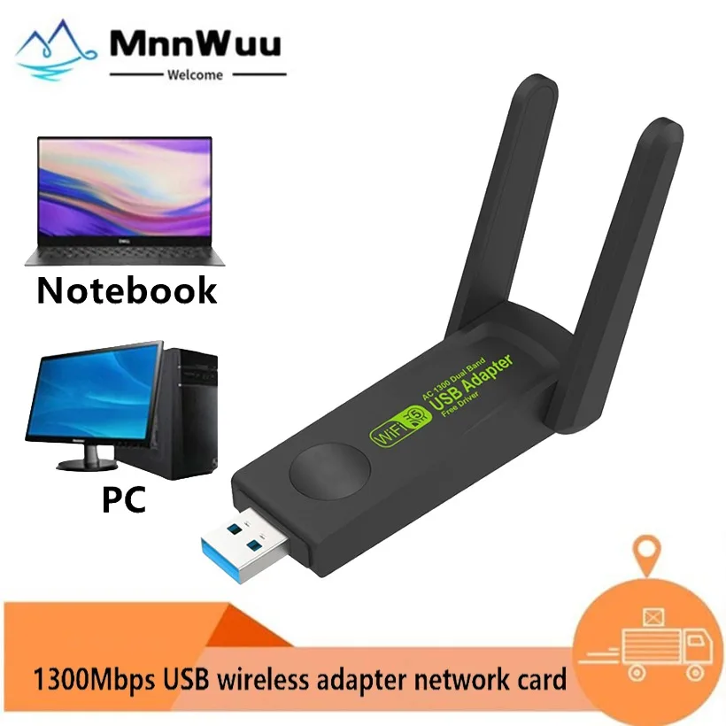 MnnWuu 1300Mbps Wireless USB Wifi Adapter 1300Mbps Wifi Dongle USB Network Card Dual 2.4G/5G Receiver for PC Desktop Laptop
MnnWuu 1300Mbps Wireless USB Wifi Adapter 1300Mbps Wifi Dongle USB Network Card Dual 2.4G/5G Receiver for PC Desktop Laptop