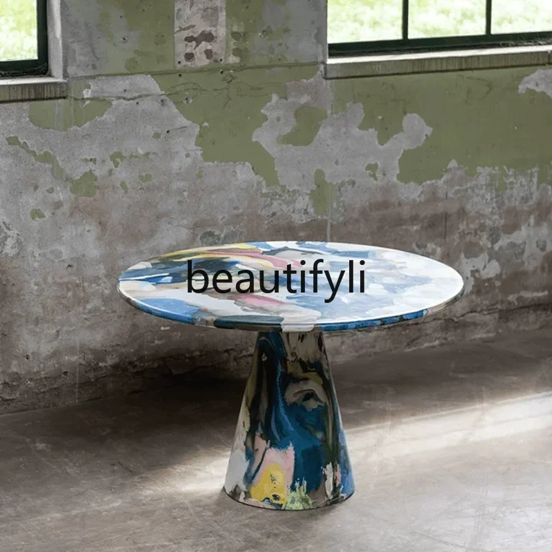 2003 Painted table art dining furnace oil painting small coffee table round casual edge
2003 Painted table art dining furnace oil painting small coffee table round casual edge