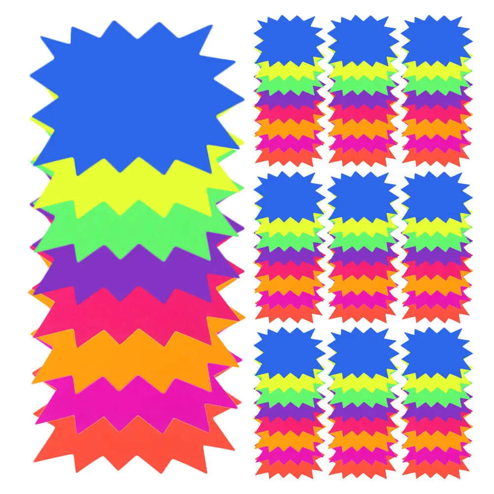 80Pcs Explosion Shape Price Tags Fluorescent Paper Retail Sale Signs for Grocery Stores Supermarkets Fruit Vegetable Meat
80Pcs Explosion Shape Price Tags Fluorescent Paper Retail Sale Signs for Grocery Stores Supermarkets Fruit Vegetable Meat