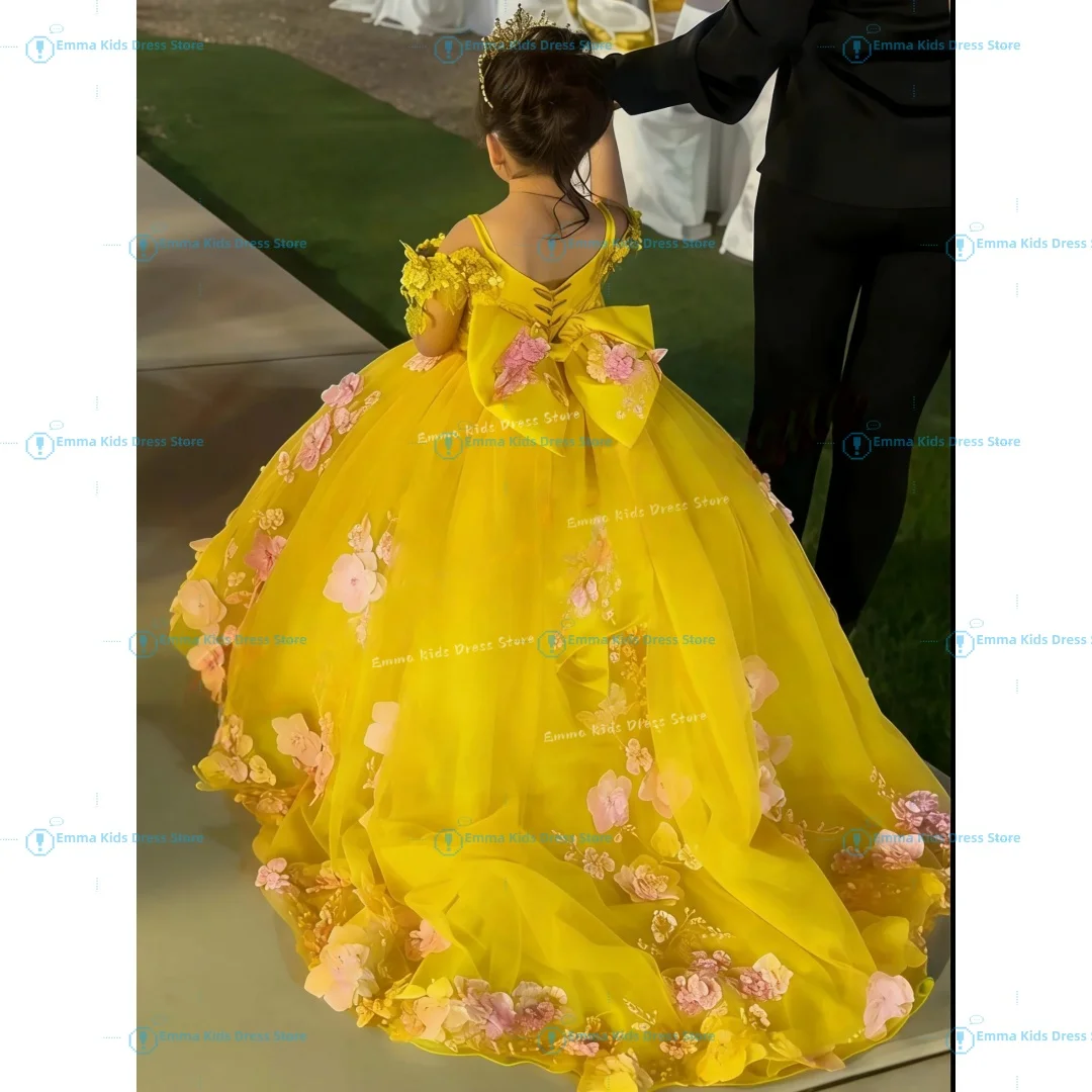 Custom high-quality luxury floral girls' dress with 3D appliques, suitable for children's weddings, birthday parties, and beauty
Custom high-quality luxury floral girls' dress with 3D appliques, suitable for children's weddings, birthday parties, and beauty