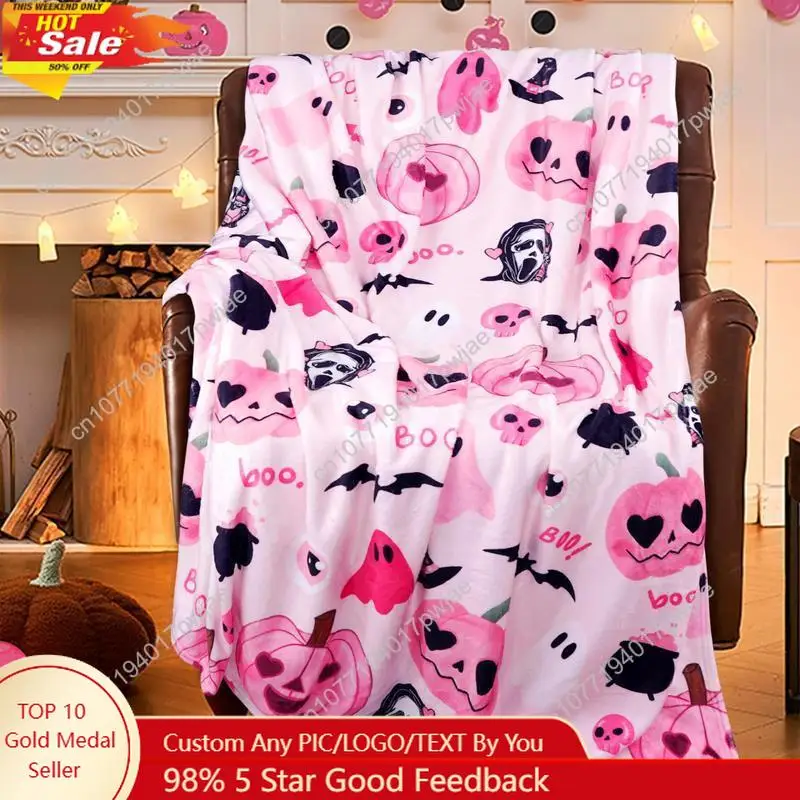 Pink Pumpkin Skull Bat Themed Halloween Blanket Fall Halloween Blanket Halloween Throw Custom blankets
Pink Pumpkin Skull Bat Themed Halloween Blanket Fall Halloween Blanket Halloween Throw Custom blankets