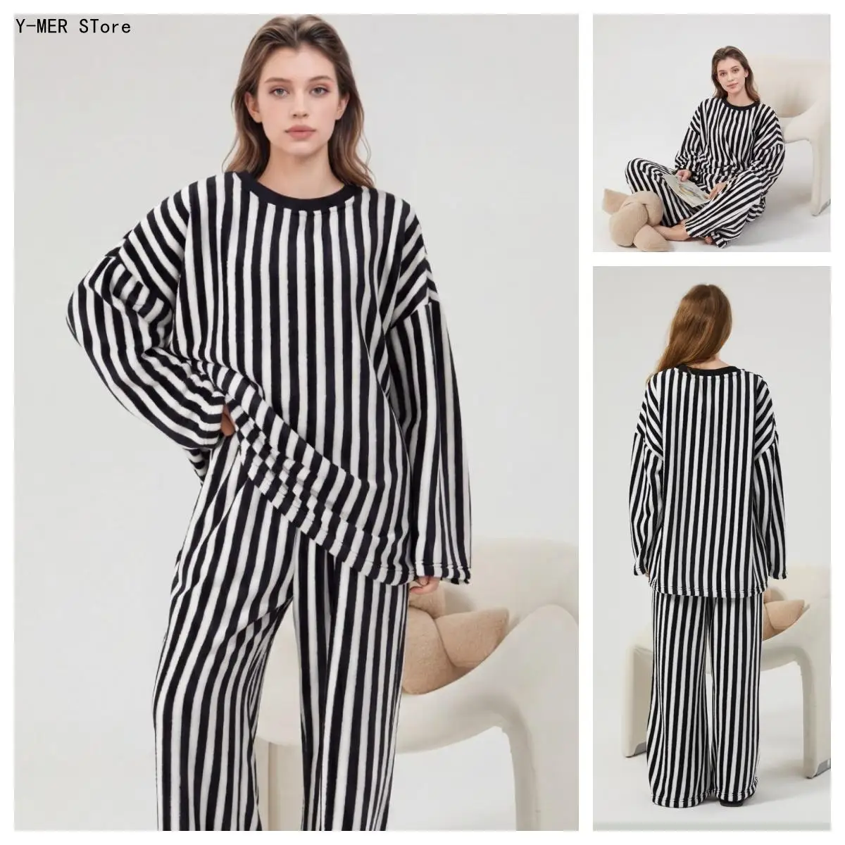 New Winter Women Striped Flannel Pajama Set Thick Warm Coral Fleece Loungewear Outerwear Coat
New Winter Women Striped Flannel Pajama Set Thick Warm Coral Fleece Loungewear Outerwear Coat