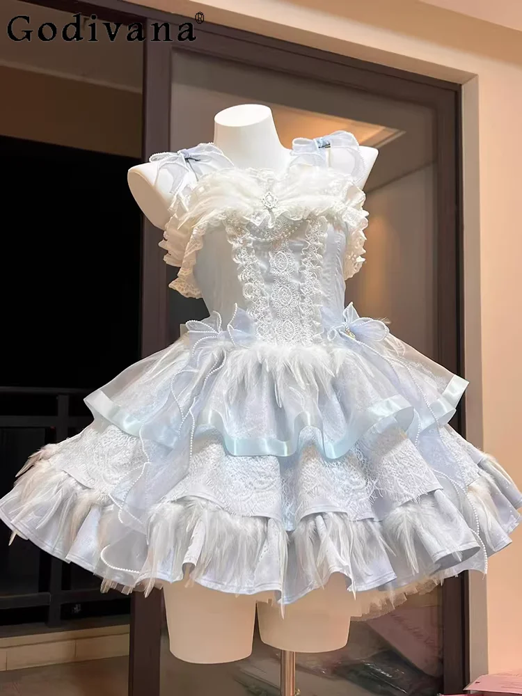 Elegant Lolita Blue White Ballet Jsk Sweet Princess Dress Fashion Female High Waist A-line Age-reducing Fairy Suspender Dresses
Elegant Lolita Blue White Ballet Jsk Sweet Princess Dress Fashion Female High Waist A-line Age-reducing Fairy Suspender Dresses