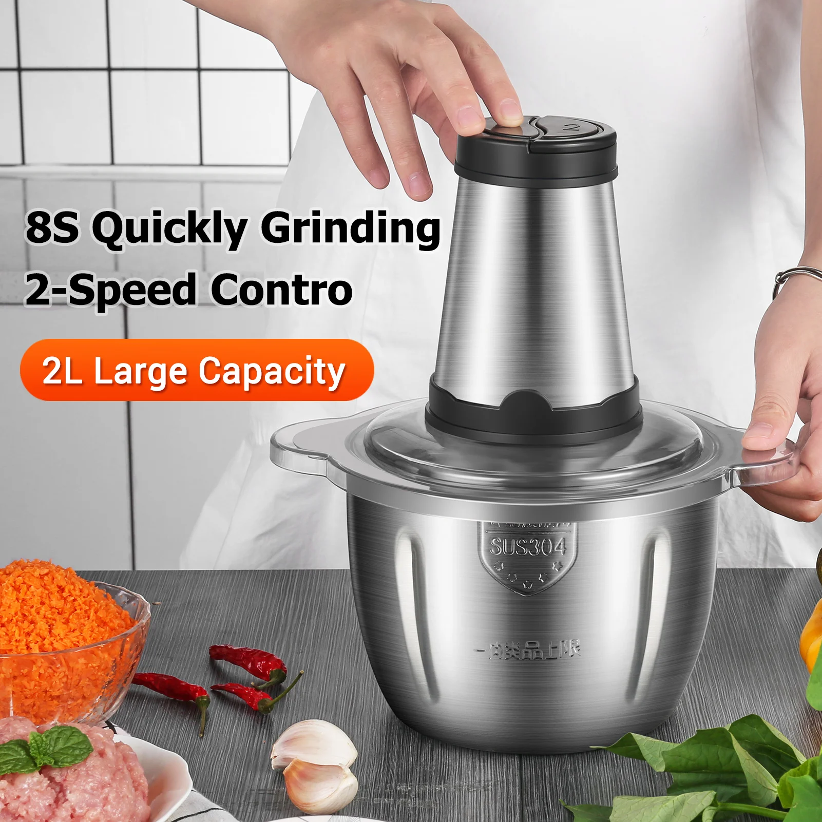 Electric Meat Grinder 2L Multi Function Stainless Steel Food Processor for Meat Fruits Nuts 2-Speed Control Food Chopper
Electric Meat Grinder 2L Multi Function Stainless Steel Food Processor for Meat Fruits Nuts 2-Speed Control Food Chopper
