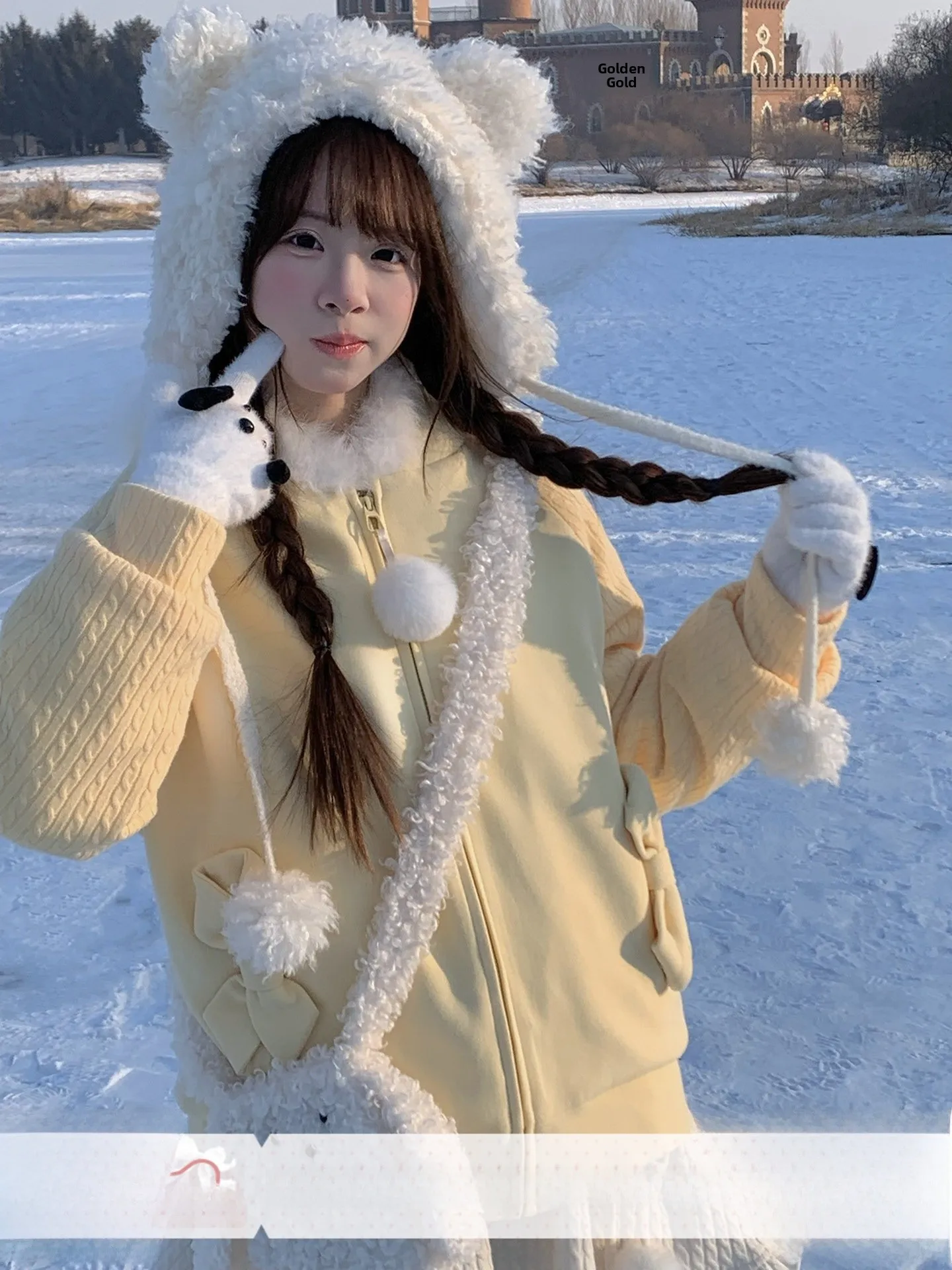 Sinsingirl Cheese Tart 90 White Duck down Furry Ball Knitted Sleeve Warm Outerwear Coat Girl's Fashion Winter Thickened Coat
Sinsingirl Cheese Tart 90 White Duck down Furry Ball Knitted Sleeve Warm Outerwear Coat Girl's Fashion Winter Thickened Coat