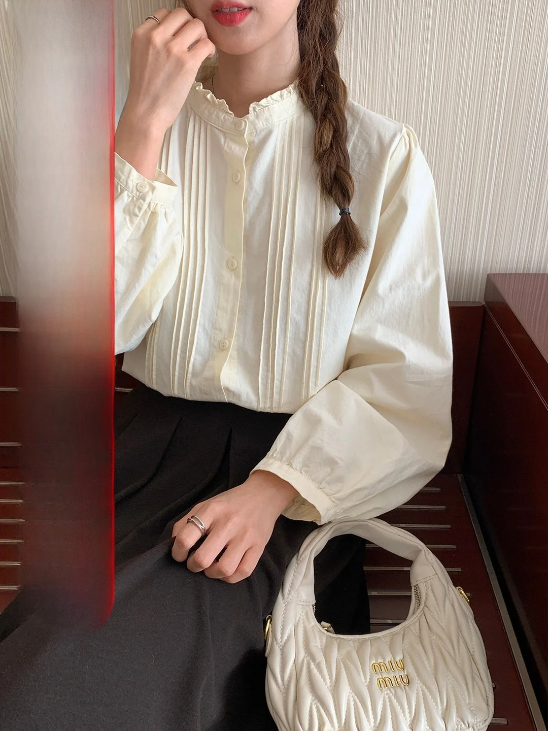 Spring 2026 Long Sve Pleated Stand Collar irt Korean Sle Versatile Slimming Top for Women Breathable Cotton Princ Fit
Spring 2026 Long Sve Pleated Stand Collar irt Korean Sle Versatile Slimming Top for Women Breathable Cotton Princ Fit