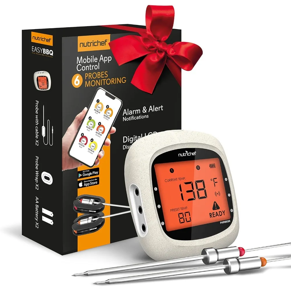 Bluetooth Meat Thermometer for Grilling and Smoking, up to 6 Temperature Probes and Smart APP
Bluetooth Meat Thermometer for Grilling and Smoking, up to 6 Temperature Probes and Smart APP