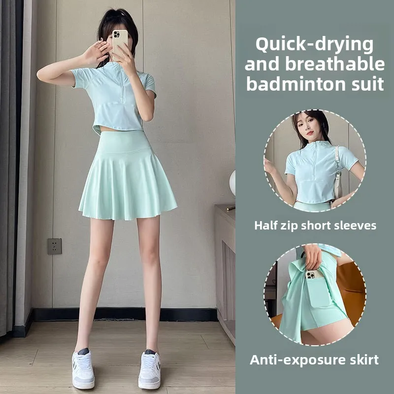 Women Summer 2025 Badminton Tennis Running Quick Dry Yoga Outfit with Pleated Skirt
Women Summer 2025 Badminton Tennis Running Quick Dry Yoga Outfit with Pleated Skirt